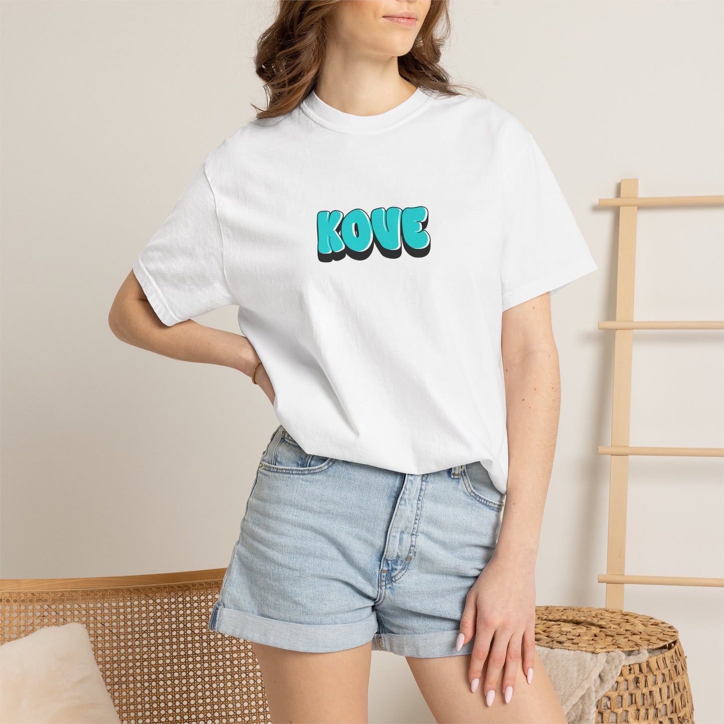 KOVE bubble letters T-shirt | Retro turquoise text tee